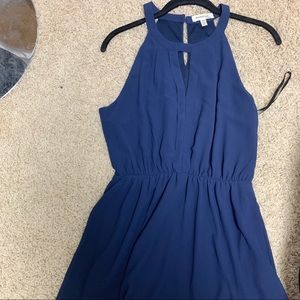 Navy flowy cocktail dress.